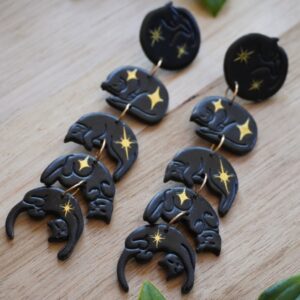 Starry Black Cats (gold stars)